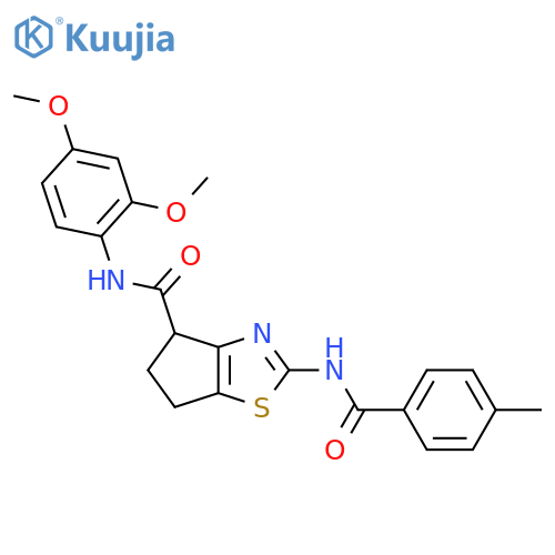 N-(2,4-dimethoxyphenyl)-2-(4-methylbenzamido)-4H,5H,6H-cyclopentad1,3thiazole-4-carboxamide structure