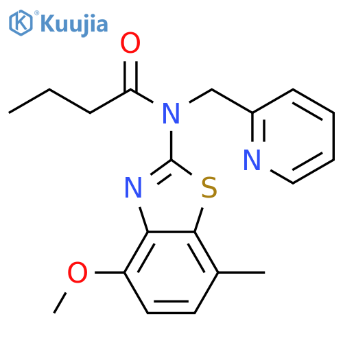 N-(4-methoxy-7-methyl-1,3-benzothiazol-2-yl)-N-(pyridin-2-yl)methylbutanamide structure