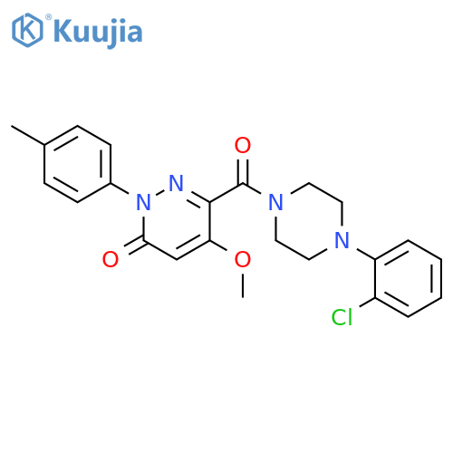 6-4-(2-chlorophenyl)piperazine-1-carbonyl-5-methoxy-2-(4-methylphenyl)-2,3-dihydropyridazin-3-one structure