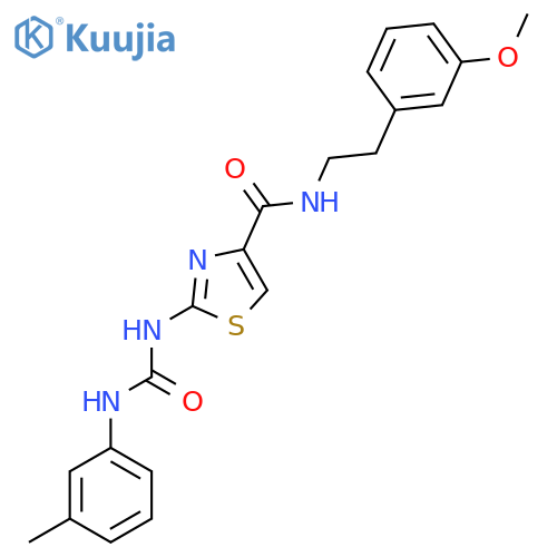 N-2-(3-methoxyphenyl)ethyl-2-{(3-methylphenyl)carbamoylamino}-1,3-thiazole-4-carboxamide structure