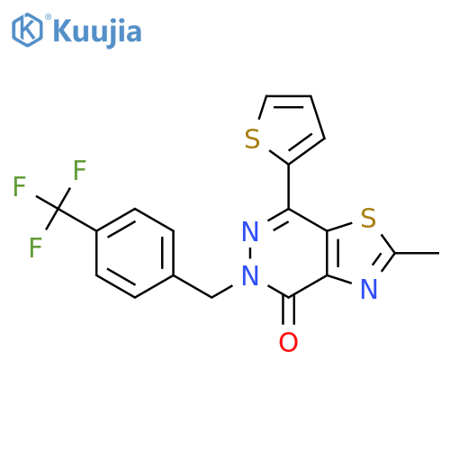2-methyl-7-(thiophen-2-yl)-5-{4-(trifluoromethyl)phenylmethyl}-4H,5H-1,3thiazolo4,5-dpyridazin-4-one structure