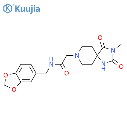 N-(2H-1,3-benzodioxol-5-yl)methyl-2-{3-methyl-2,4-dioxo-1,3,8-triazaspiro4.5decan-8-yl}acetamide structure