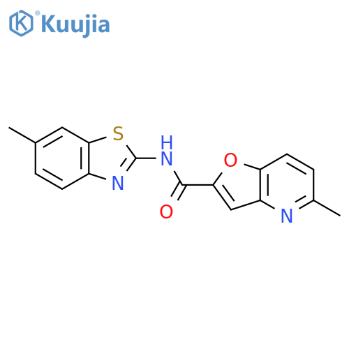 5-methyl-N-(6-methyl-1,3-benzothiazol-2-yl)furo3,2-bpyridine-2-carboxamide structure