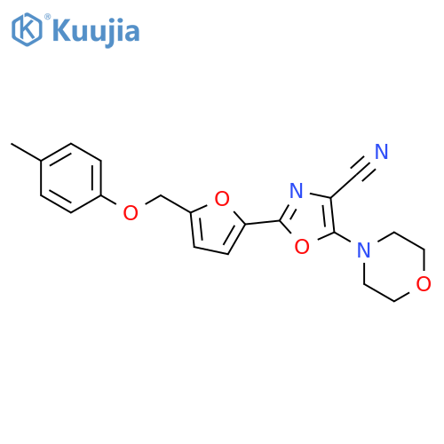 2-{5-(4-methylphenoxy)methylfuran-2-yl}-5-(morpholin-4-yl)-1,3-oxazole-4-carbonitrile structure