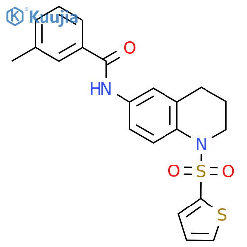 3-methyl-N-1-(thiophene-2-sulfonyl)-1,2,3,4-tetrahydroquinolin-6-ylbenzamide structure