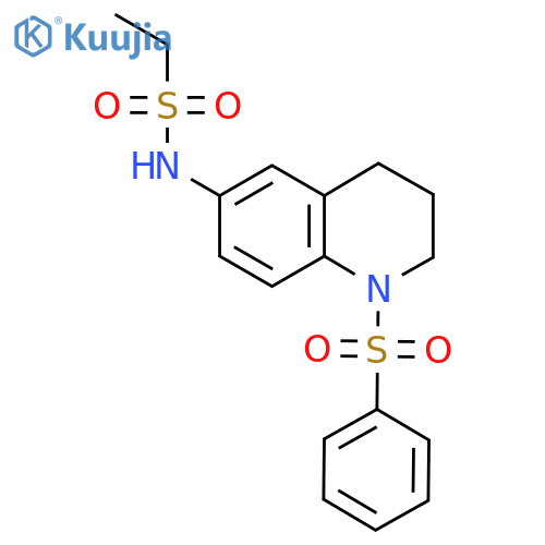 N-1-(benzenesulfonyl)-1,2,3,4-tetrahydroquinolin-6-ylethane-1-sulfonamide structure