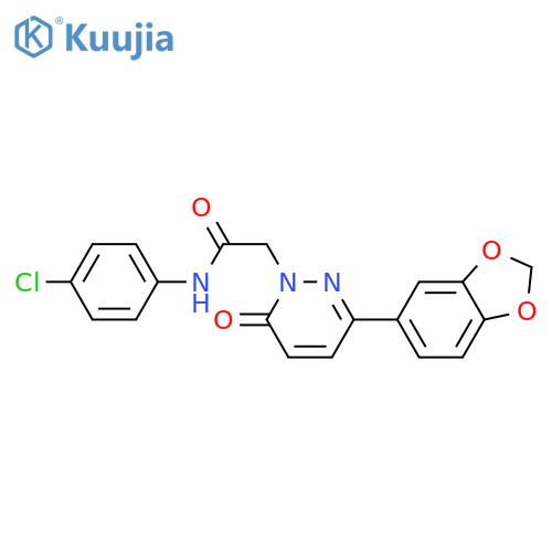 2-3-(2H-1,3-benzodioxol-5-yl)-6-oxo-1,6-dihydropyridazin-1-yl-N-(4-chlorophenyl)acetamide structure