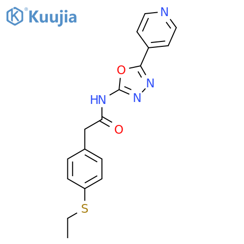 2-4-(ethylsulfanyl)phenyl-N-5-(pyridin-4-yl)-1,3,4-oxadiazol-2-ylacetamide structure