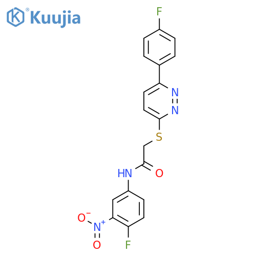 N-(4-fluoro-3-nitrophenyl)-2-{6-(4-fluorophenyl)pyridazin-3-ylsulfanyl}acetamide structure