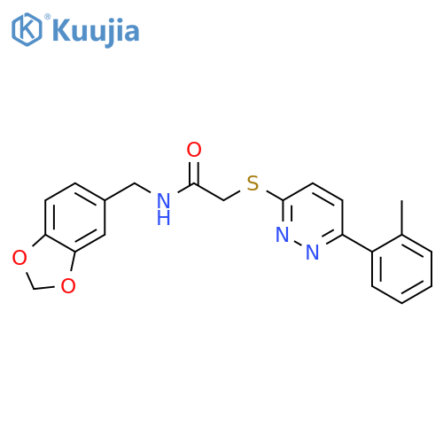 N-(2H-1,3-benzodioxol-5-yl)methyl-2-{6-(2-methylphenyl)pyridazin-3-ylsulfanyl}acetamide structure