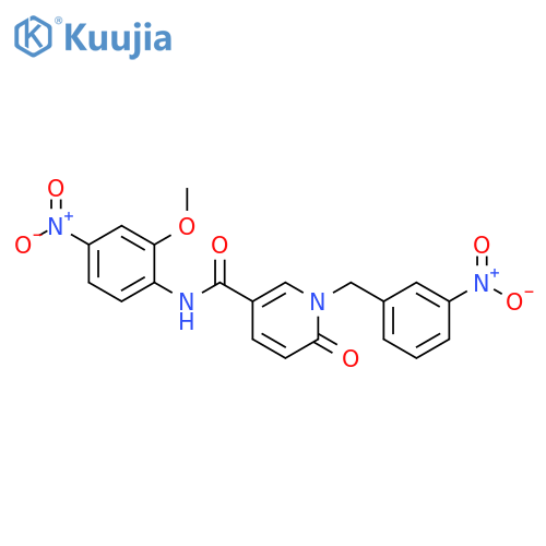 N-(2-methoxy-4-nitrophenyl)-1-(3-nitrophenyl)methyl-6-oxo-1,6-dihydropyridine-3-carboxamide structure