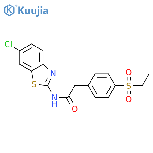 N-(6-chloro-1,3-benzothiazol-2-yl)-2-4-(ethanesulfonyl)phenylacetamide structure