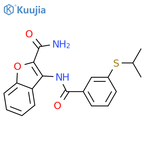 3-3-(propan-2-ylsulfanyl)benzamido-1-benzofuran-2-carboxamide structure