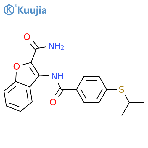 3-4-(propan-2-ylsulfanyl)benzamido-1-benzofuran-2-carboxamide structure
