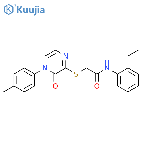 N-(2-ethylphenyl)-2-{4-(4-methylphenyl)-3-oxo-3,4-dihydropyrazin-2-ylsulfanyl}acetamide structure
