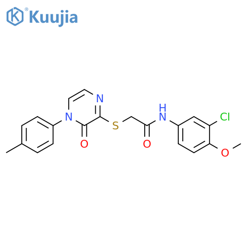 N-(3-chloro-4-methoxyphenyl)-2-{4-(4-methylphenyl)-3-oxo-3,4-dihydropyrazin-2-ylsulfanyl}acetamide structure