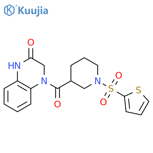 4-1-(thiophene-2-sulfonyl)piperidine-3-carbonyl-1,2,3,4-tetrahydroquinoxalin-2-one structure