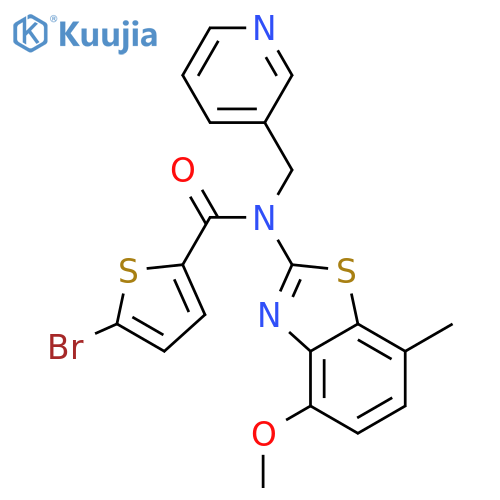 5-bromo-N-(4-methoxy-7-methyl-1,3-benzothiazol-2-yl)-N-(pyridin-3-yl)methylthiophene-2-carboxamide structure