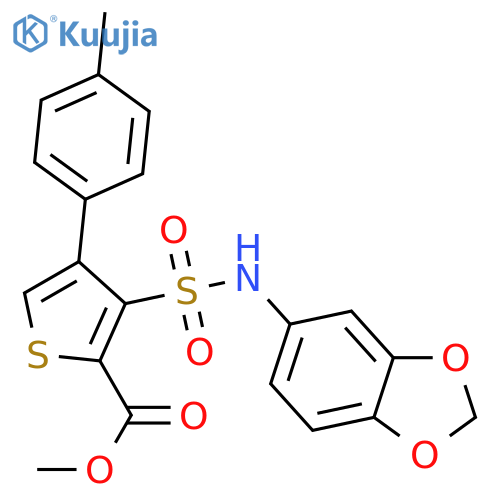 methyl 3-(2H-1,3-benzodioxol-5-yl)sulfamoyl-4-(4-methylphenyl)thiophene-2-carboxylate structure