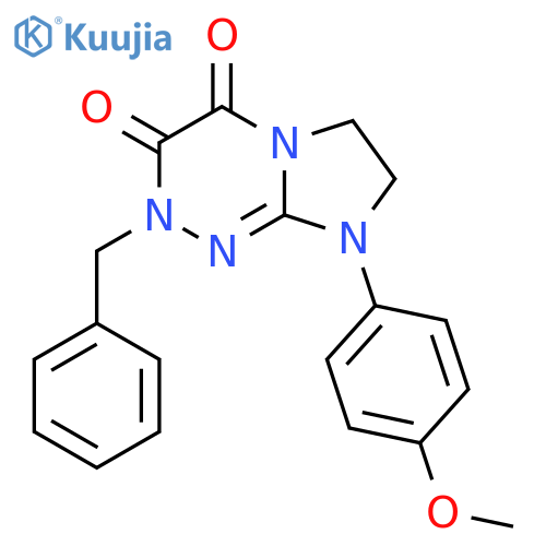 2-benzyl-8-(4-methoxyphenyl)-2H,3H,4H,6H,7H,8H-imidazo2,1-c1,2,4triazine-3,4-dione structure