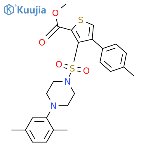 methyl 3-{4-(2,5-dimethylphenyl)piperazin-1-ylsulfonyl}-4-(4-methylphenyl)thiophene-2-carboxylate structure