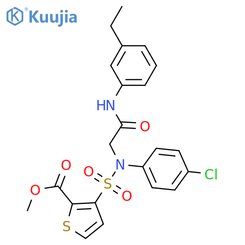 methyl 3-(4-chlorophenyl)({(3-ethylphenyl)carbamoylmethyl})sulfamoylthiophene-2-carboxylate structure