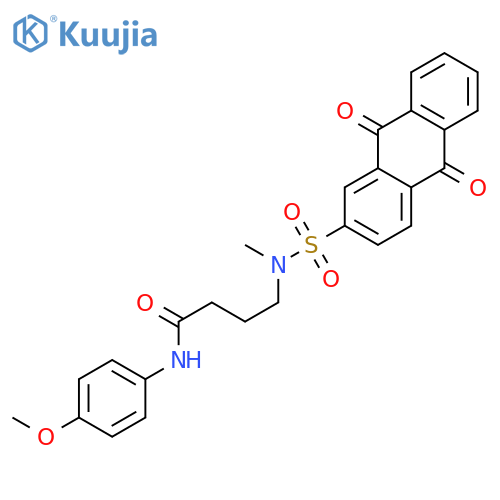 N-(4-methoxyphenyl)-4-(N-methyl9,10-dioxo-9,10-dihydroanthracene-2-sulfonamido)butanamide structure
