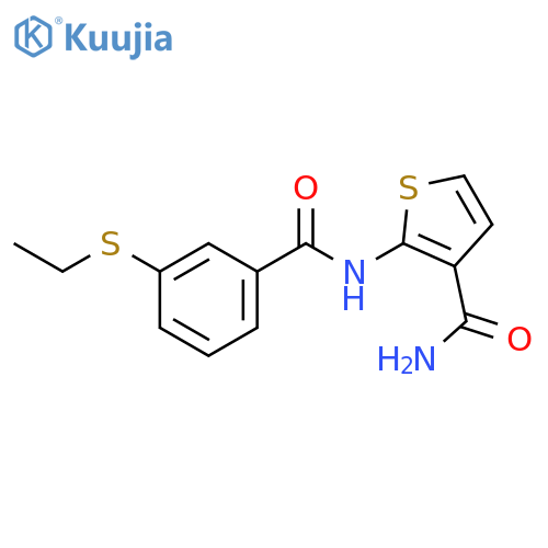 2-3-(ethylsulfanyl)benzamidothiophene-3-carboxamide structure