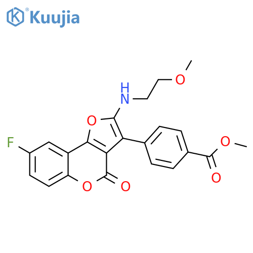 methyl 4-{8-fluoro-2-(2-methoxyethyl)amino-4-oxo-4H-furo3,2-cchromen-3-yl}benzoate structure
