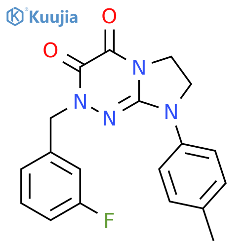 2-(3-fluorophenyl)methyl-8-(4-methylphenyl)-2H,3H,4H,6H,7H,8H-imidazo2,1-c1,2,4triazine-3,4-dione structure