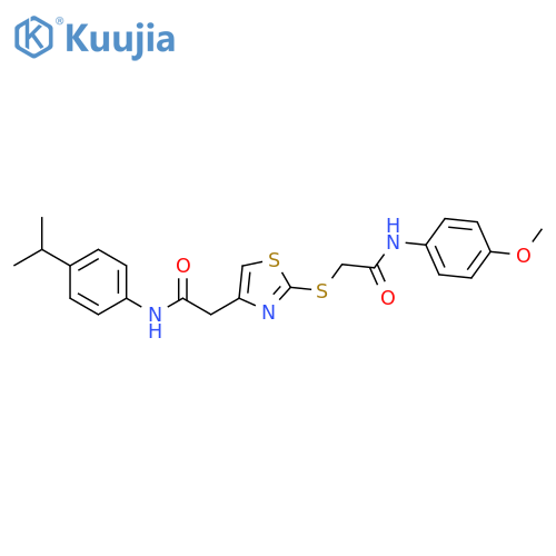 N-(4-methoxyphenyl)-2-{4-({4-(propan-2-yl)phenylcarbamoyl}methyl)-1,3-thiazol-2-ylsulfanyl}acetamide structure