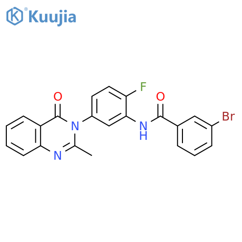 3-bromo-N-2-fluoro-5-(2-methyl-4-oxo-3,4-dihydroquinazolin-3-yl)phenylbenzamide structure