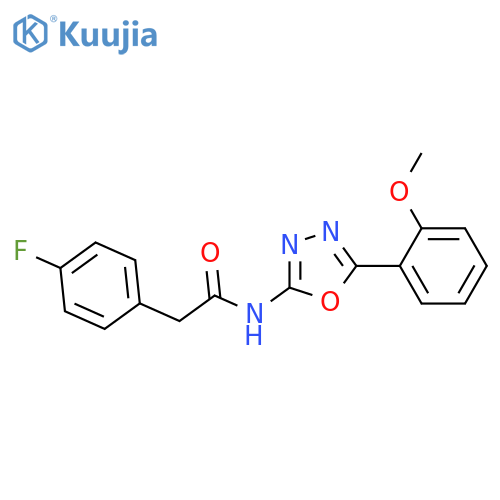 2-(4-fluorophenyl)-N-5-(2-methoxyphenyl)-1,3,4-oxadiazol-2-ylacetamide structure
