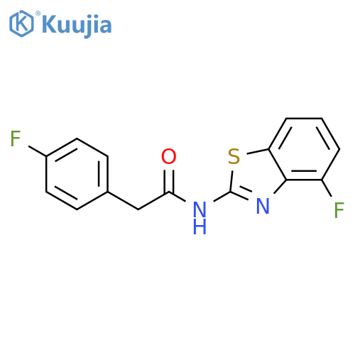 N-(4-fluoro-1,3-benzothiazol-2-yl)-2-(4-fluorophenyl)acetamide structure