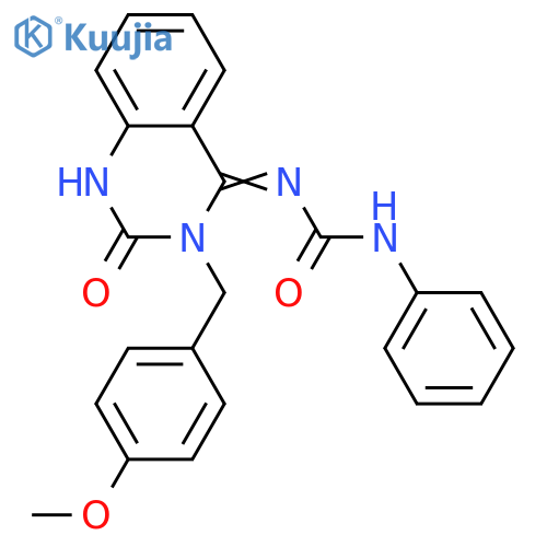3-(4E)-3-(4-methoxyphenyl)methyl-2-oxo-1,2,3,4-tetrahydroquinazolin-4-ylidene-1-phenylurea structure
