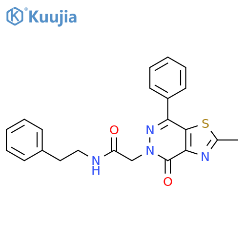 2-{2-methyl-4-oxo-7-phenyl-4H,5H-1,3thiazolo4,5-dpyridazin-5-yl}-N-(2-phenylethyl)acetamide structure