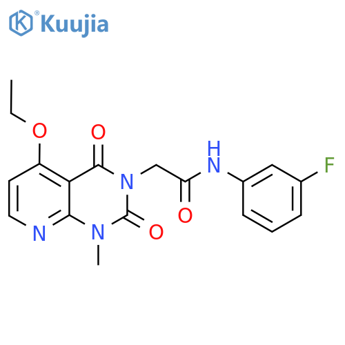 2-{5-ethoxy-1-methyl-2,4-dioxo-1H,2H,3H,4H-pyrido2,3-dpyrimidin-3-yl}-N-(3-fluorophenyl)acetamide structure