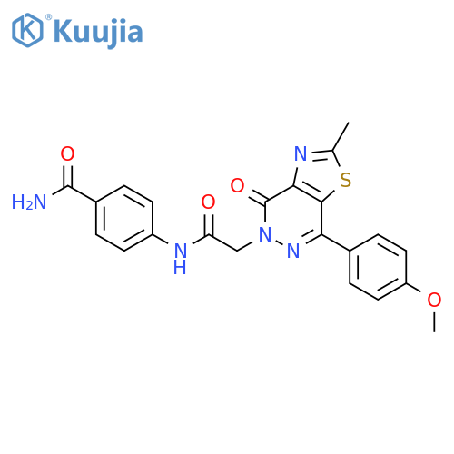 4-{2-7-(4-methoxyphenyl)-2-methyl-4-oxo-4H,5H-1,3thiazolo4,5-dpyridazin-5-ylacetamido}benzamide structure