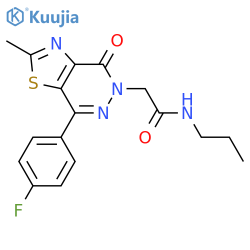 2-7-(4-fluorophenyl)-2-methyl-4-oxo-4H,5H-1,3thiazolo4,5-dpyridazin-5-yl-N-propylacetamide structure