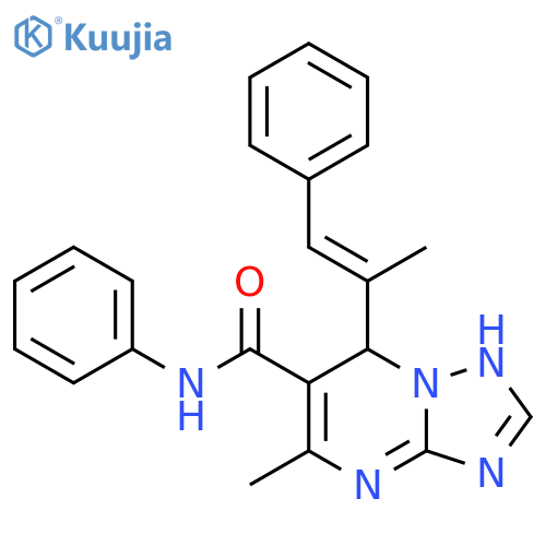 5-methyl-N-phenyl-7-(1E)-1-phenylprop-1-en-2-yl-4H,7H-1,2,4triazolo1,5-apyrimidine-6-carboxamide structure