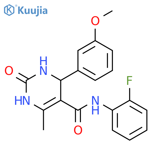 N-(2-fluorophenyl)-4-(3-methoxyphenyl)-6-methyl-2-oxo-1,2,3,4-tetrahydropyrimidine-5-carboxamide structure