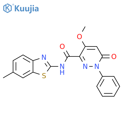 4-methoxy-N-(6-methyl-1,3-benzothiazol-2-yl)-6-oxo-1-phenyl-1,6-dihydropyridazine-3-carboxamide structure