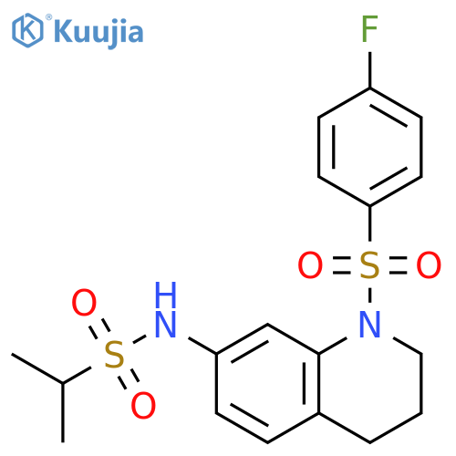 N-1-(4-fluorobenzenesulfonyl)-1,2,3,4-tetrahydroquinolin-7-ylpropane-2-sulfonamide structure