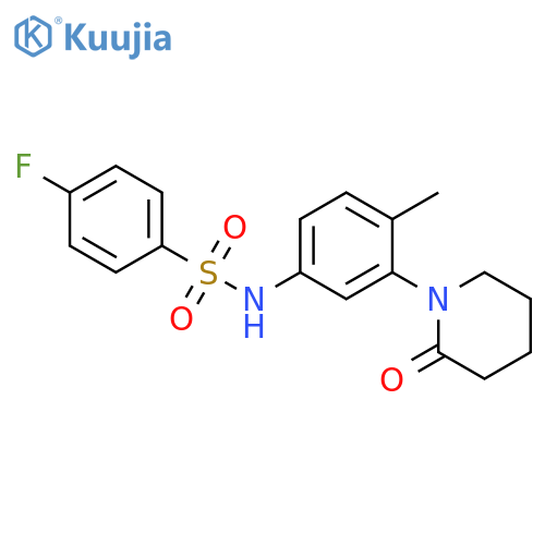 4-fluoro-N-4-methyl-3-(2-oxopiperidin-1-yl)phenylbenzene-1-sulfonamide structure
