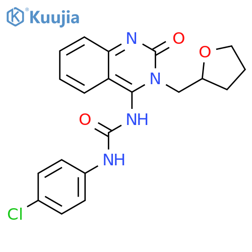 1-(4-chlorophenyl)-3-(4E)-2-oxo-3-(oxolan-2-yl)methyl-1,2,3,4-tetrahydroquinazolin-4-ylideneurea structure