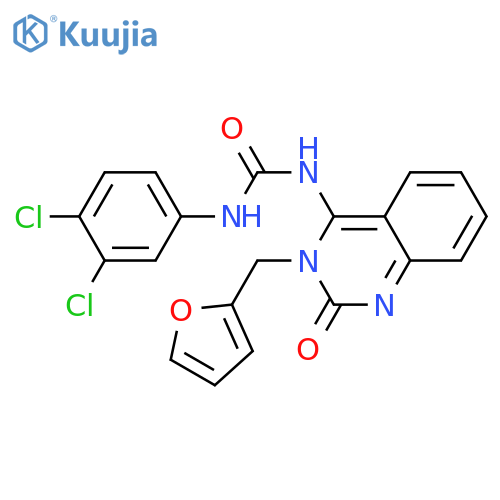 1-(3,4-dichlorophenyl)-3-(4E)-3-(furan-2-yl)methyl-2-oxo-1,2,3,4-tetrahydroquinazolin-4-ylideneurea structure