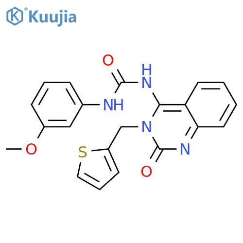 1-(3-methoxyphenyl)-3-(4E)-2-oxo-3-(thiophen-2-yl)methyl-1,2,3,4-tetrahydroquinazolin-4-ylideneurea structure