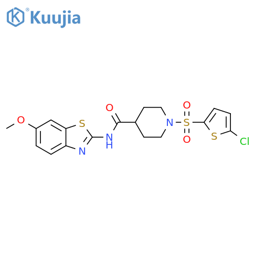 1-(5-chlorothiophen-2-yl)sulfonyl-N-(6-methoxy-1,3-benzothiazol-2-yl)piperidine-4-carboxamide structure