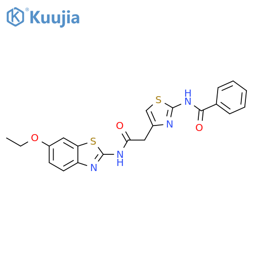 N-(4-{(6-ethoxy-1,3-benzothiazol-2-yl)carbamoylmethyl}-1,3-thiazol-2-yl)benzamide structure