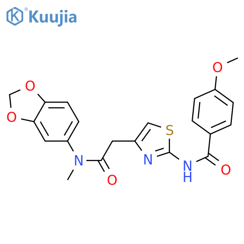 N-4-({(2H-1,3-benzodioxol-5-yl)methylcarbamoyl}methyl)-1,3-thiazol-2-yl-4-methoxybenzamide structure